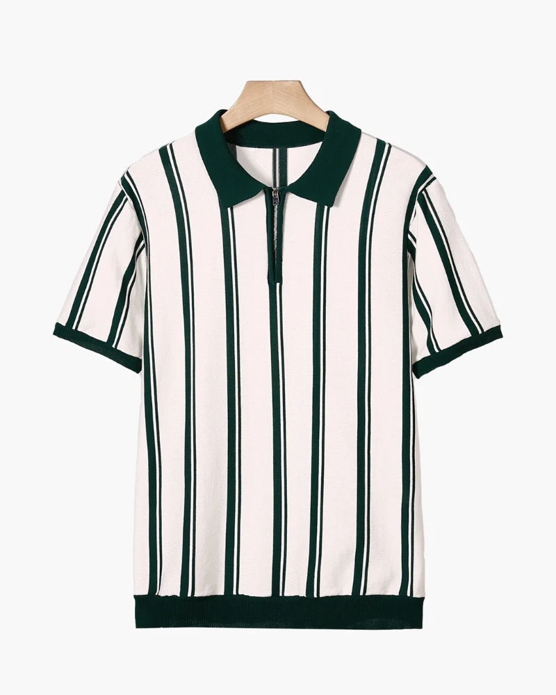 Striped Half-Zip Knit Polo