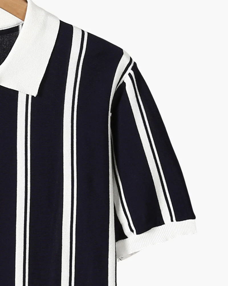 Striped Half-Zip Knit Polo