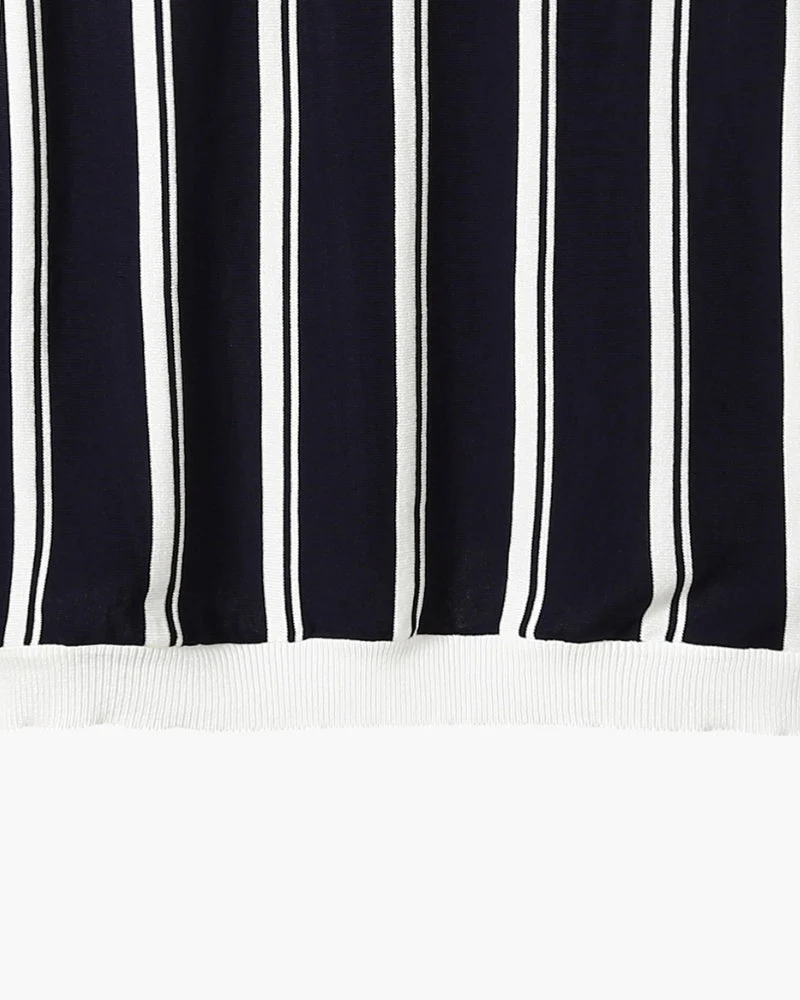 Striped Half-Zip Knit Polo
