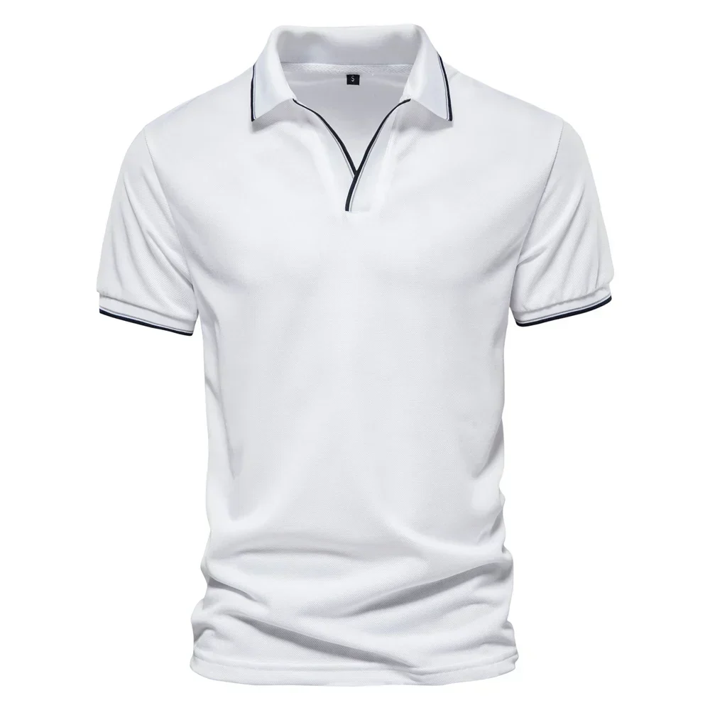 Cotton Blend V-Neck Polo