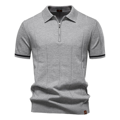 Ribbed Zip Polo