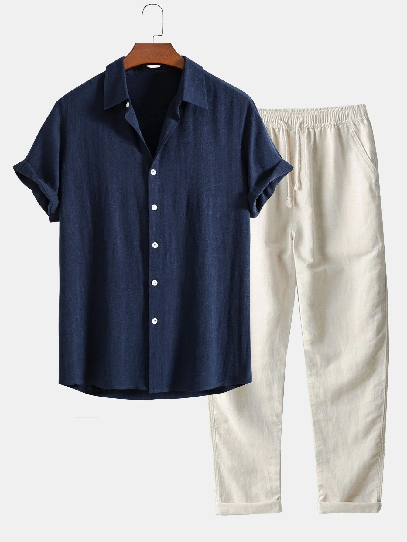 Short Sleeve Waffle Polo Set