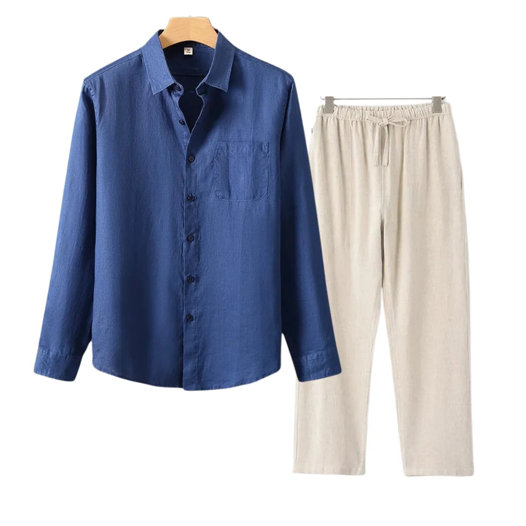 Linen Polo Trouser Set