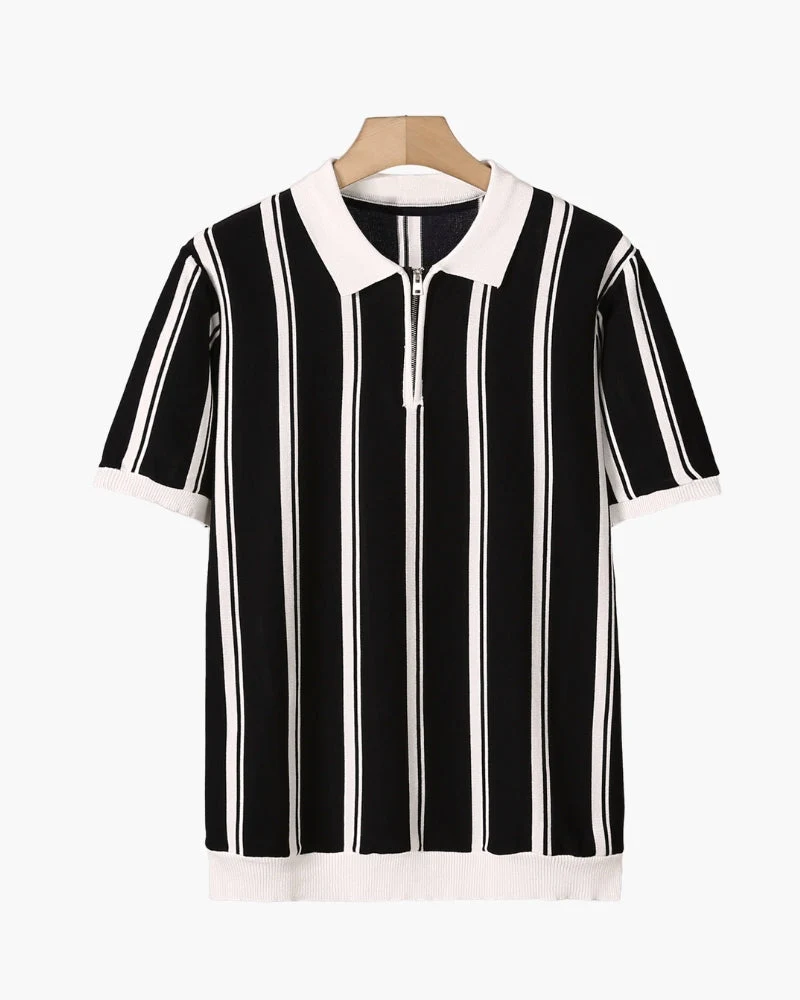 Striped Half-Zip Knit Polo