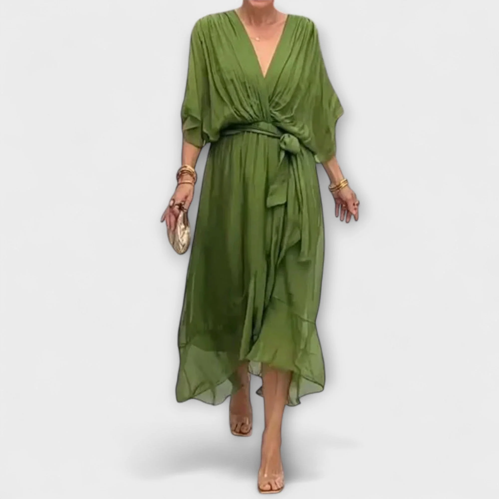 Amoura - Chiffon Dress with V-Neck