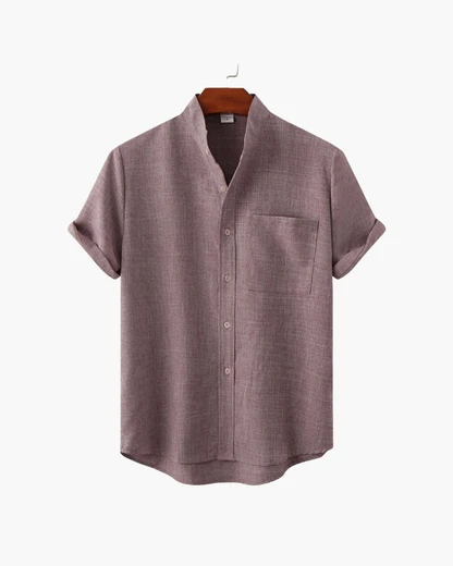 Mandarin Collar Short Sleeve Shirt