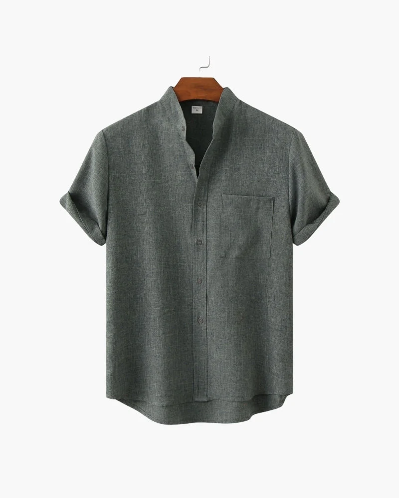 Mandarin Collar Short Sleeve Shirt
