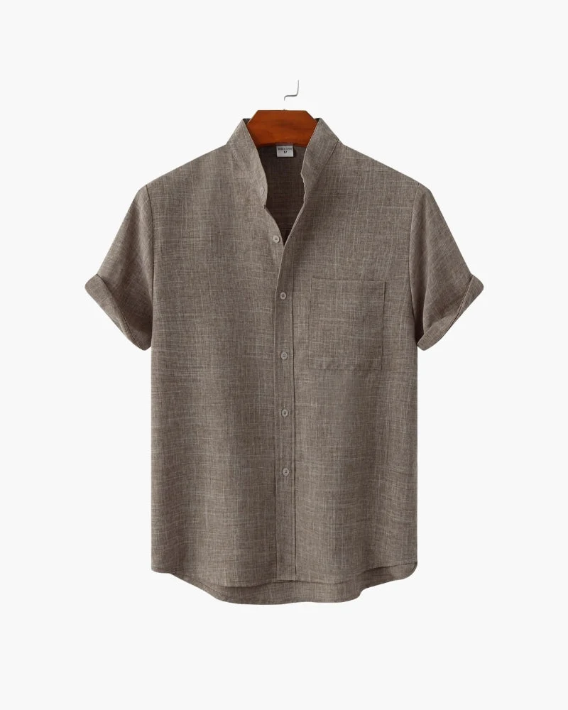Mandarin Collar Short Sleeve Shirt