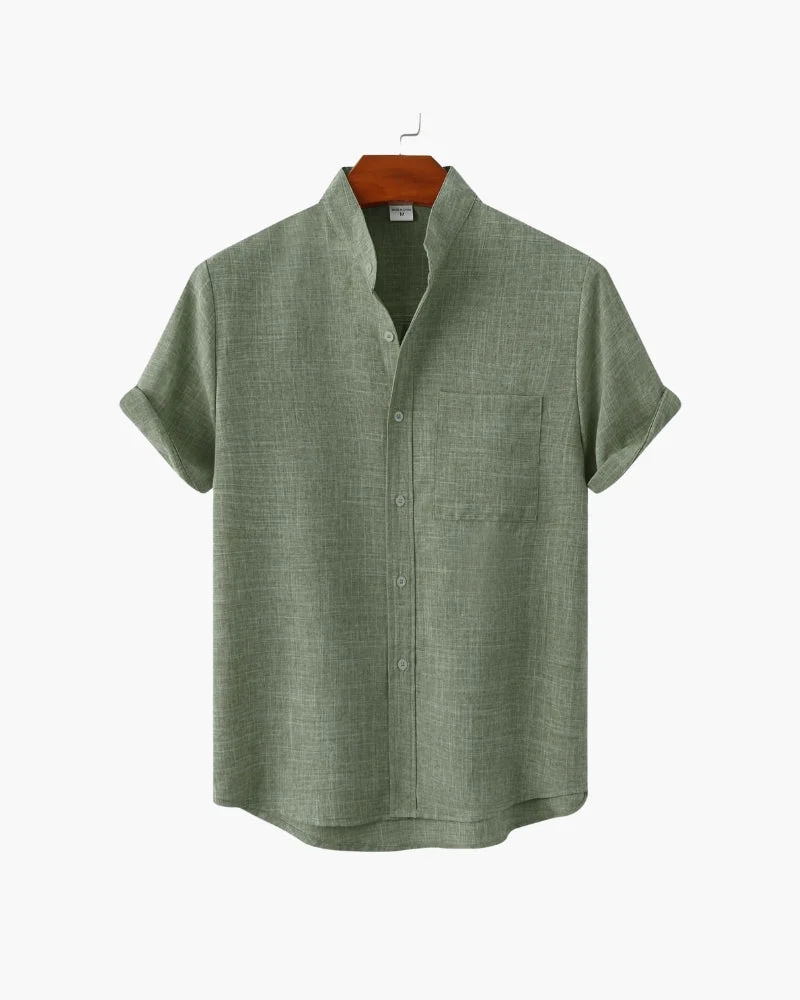 Mandarin Collar Short Sleeve Shirt