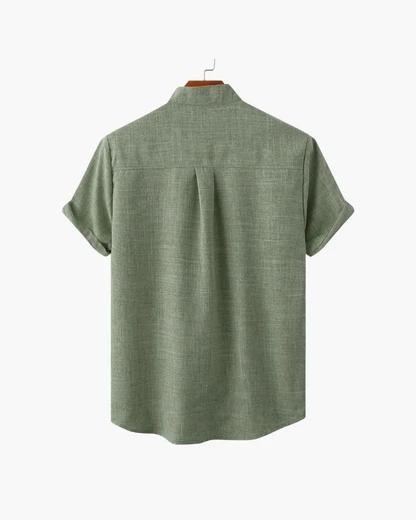 Mandarin Collar Short Sleeve Shirt
