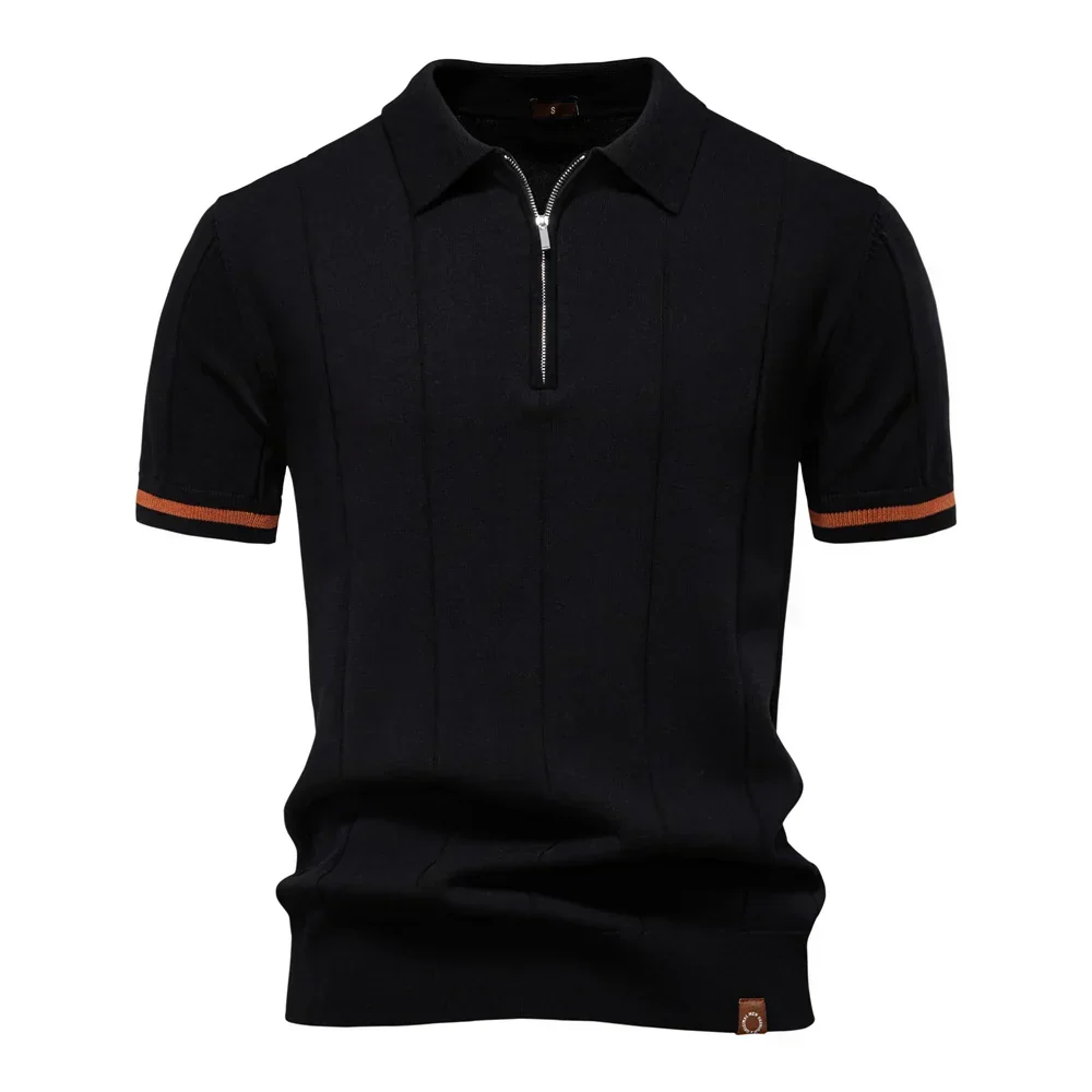 Ribbed Zip Polo
