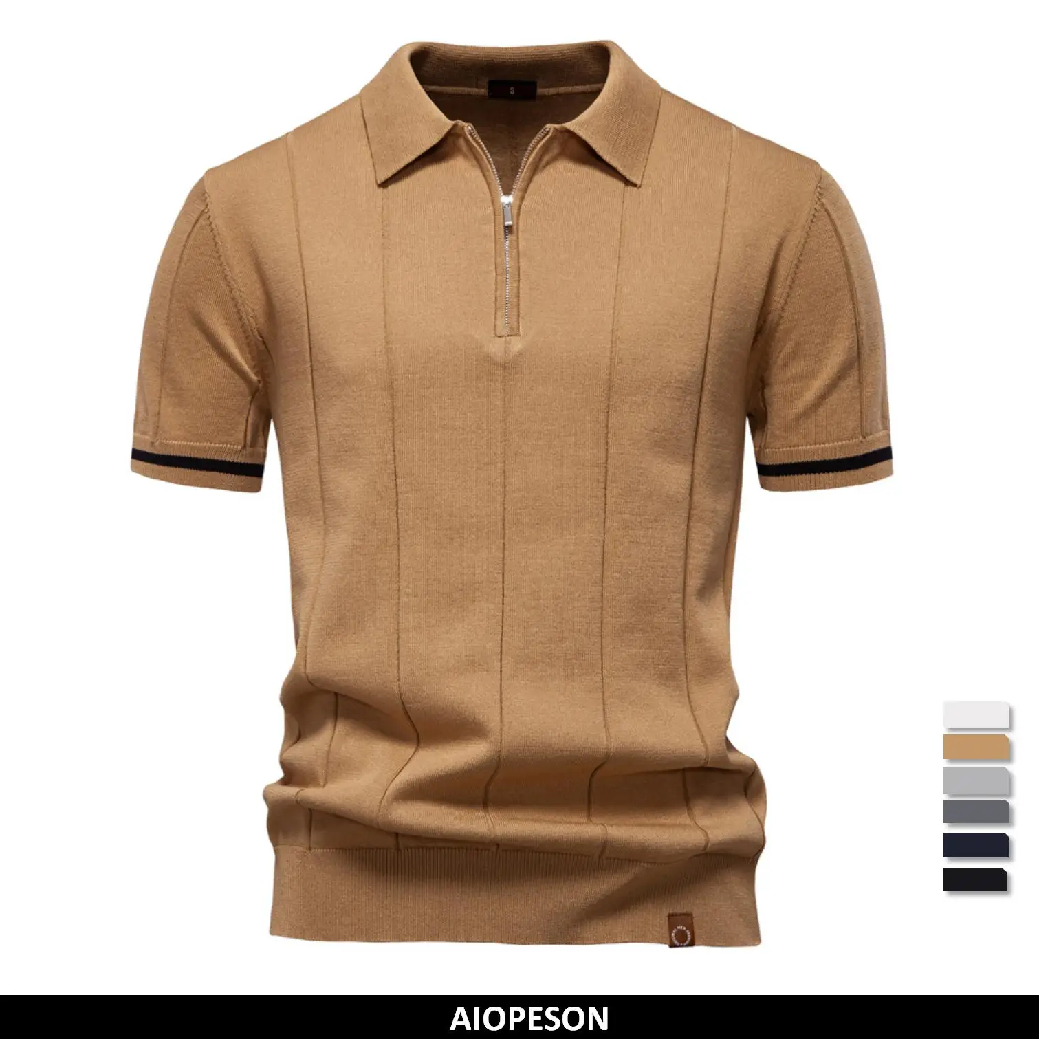Ribbed Zip Polo