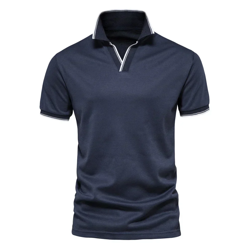 Cotton Blend V-Neck Polo