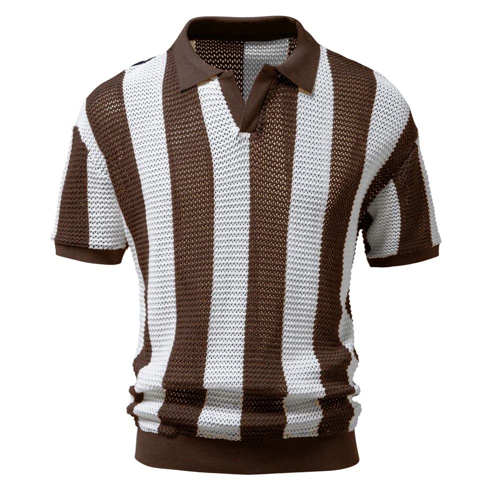 Open Weave Stripe Polo