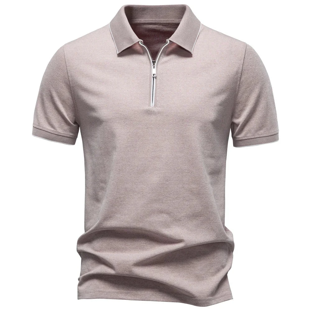 Zip Neck Cotton Polo