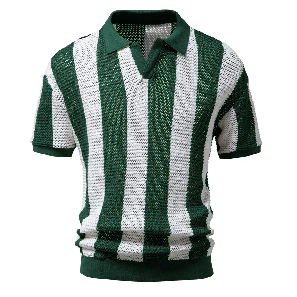Open Weave Stripe Polo