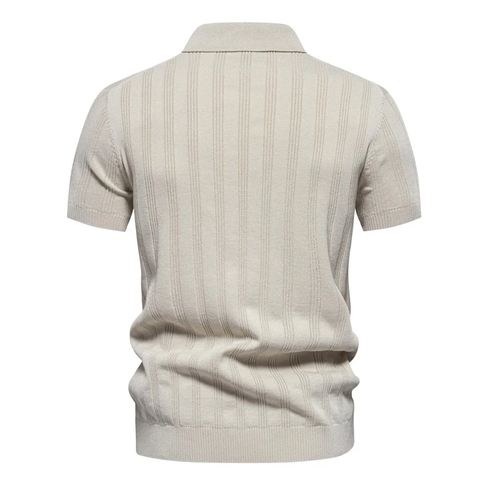 Textured Stripe Polo Shirt