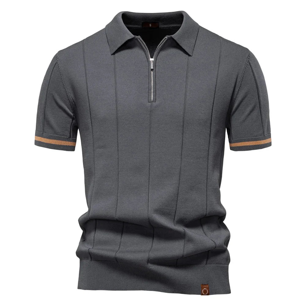 Ribbed Zip Polo