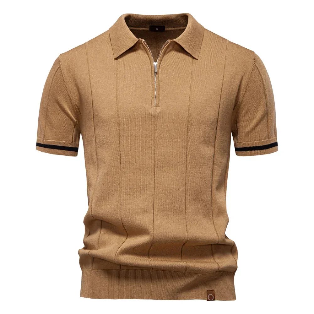 Ribbed Zip Polo