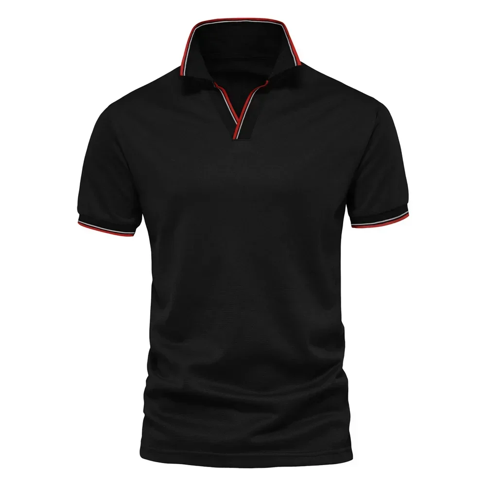 Cotton Blend V-Neck Polo